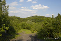 Alsdorf abseits aller Straßen, Bergehalde Noppenberg, Foto-Nr. 16, 22.05.2009<br />Gabelung Rundweg auf halber Höhe und Aufstieg zum Haldenplateau