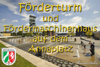 Sehenswürdigkeiten, Förderturm und Fördermaschinenhaus auf dem Annaplatz, Foto-Nr. 2, 20.08.2011<br />Offizielles Denkmal der Stadt Alsdorf|50.873,6.15780556